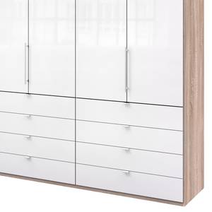 Falttürenschrank Loft II Eiche Sägerau Dekor / Glas Weiß - 300 x 236 cm