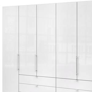 Vouwdeurkast Loft IV Grof gezaagd eikenhouten look/wit glas - 300 x 236 cm - Lade in het midden