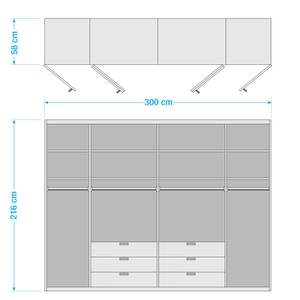 Vouwdeurkast Loft IV Grof gezaagd eikenhouten look - 300 x 216 cm - Lade in het midden