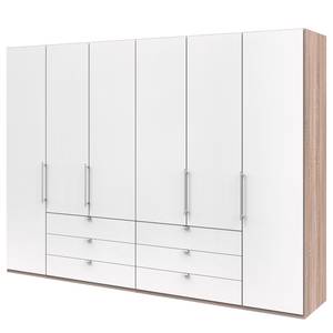 Vouwdeurkast Loft IV Grof gezaagd eikenhouten look/alpinewit - 300 x 216 cm - Lade in het midden