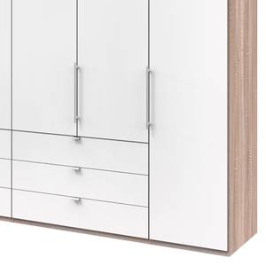 Falttürenschrank Loft IV Eiche Sägerau Dekor / Alpinweiß - 300 x 216 cm - Schublade mittig