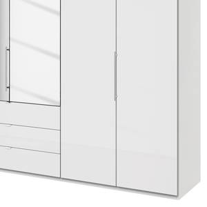 Armoire à portes pliantes Loft III Blanc alpin / Verre blanc - Hauteur : 216 cm - 2 miroir