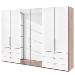 Falttürenschrank Loft V Eiche Sägerau Dekor / Alpinweiß - Höhe: 216 cm