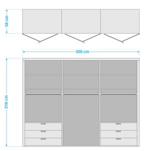 Vouwdeurkast Loft V Grof gezaagde eikenhouten look/Magnoliakleurig glas - Hoogte: 216 cm