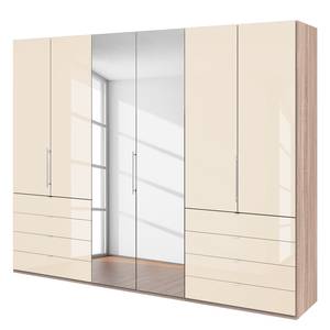 Vouwdeurkast Loft V Grof gezaagde eikenhouten look/Magnoliakleurig glas - Hoogte: 236 cm