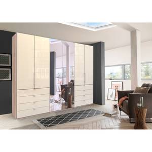 Falttürenschrank Loft V Eiche Sägerau Dekor / Glas Magnolie - Höhe: 236 cm