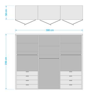 Falttürenschrank Loft V Eiche Sägerau Dekor / Glas Magnolie - Höhe: 236 cm