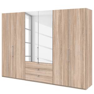 Vouwdeurkast Loft III Grof gezaagd eikenhouten look - Hoogte: 216 cm - 2 spiegeldeuren