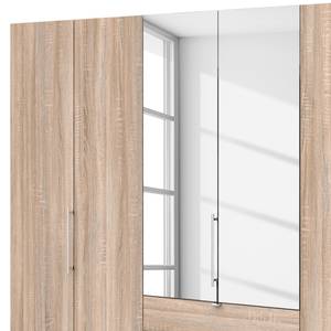 Vouwdeurkast Loft III Grof gezaagd eikenhouten look - Hoogte: 216 cm - 2 spiegeldeuren