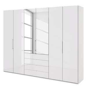 Falttürenschrank Loft III Alpinweiß / Glas Weiß - Höhe: 236 cm - 2 Spiegeltüren