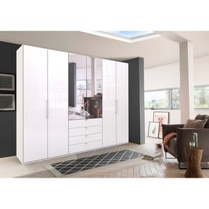 Vouwdeurkast Loft III Alpinewit/wit glas - Hoogte: 236 cm - 2 spiegeldeuren