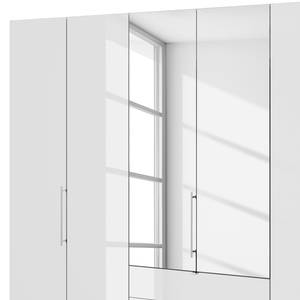 Falttürenschrank Loft III Eiche Sägerau Dekor / Glas Weiß - Höhe: 216 cm - 2 Spiegeltüren