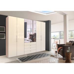 Falttürenschrank Loft III Eiche Sägerau Dekor / Glas Magnolie - Höhe: 236 cm - 2 Spiegeltüren