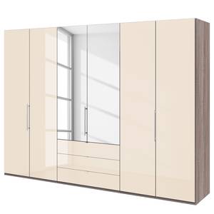 Vouwdeurkast Loft III Truffeleikenhouten look/Magnoliakleurig glas	 - Hoogte: 216 cm - 2 spiegeldeuren