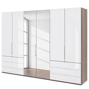 Vouwdeurkast Loft V Truffeleikenhouten look/Wit glas - Hoogte: 216 cm