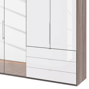 Falttürenschrank Loft V Trüffeleiche Dekor / Glas Weiß - Höhe: 216 cm