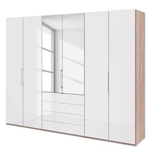 Armoire à portes pliantes Loft III Imitation chêne brut de sciage / Verre Blanc - Hauteur : 236 cm - 2 miroir