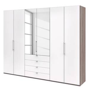 Armoire à portes pliantes Loft III Imitation chêne truffier / Blanc alpin - Hauteur : 236 cm - 2 miroir