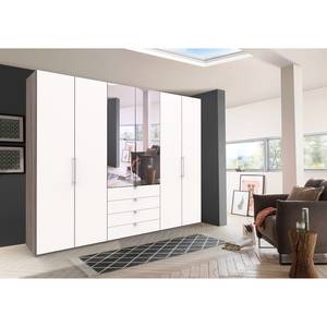 Armoire à portes pliantes Loft III Imitation chêne truffier / Blanc alpin - Hauteur : 236 cm - 2 miroir