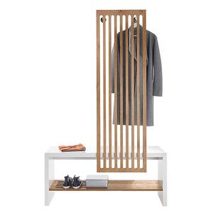 Compacte garderobe Sysma fineer van echt hout - wit/eikenhout