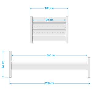 Eenpersoonsbed Ivi Wit - Massief hout - 100 x 63 x 208 cm