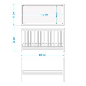 Babybed Pino Wit - Plaatmateriaal - 79 x 86 x 148 cm