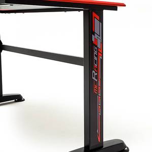 Gaming Tisch mcRacing 8 Carbon Dekor / Schwarz & Rot - Breite: 140 cm