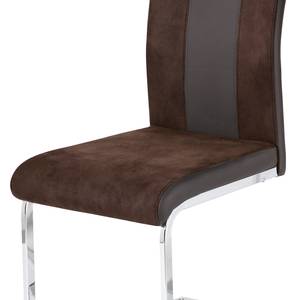 Chaises cantilever Mile (lot de 2) Imitation cuir & Microfibre / Acier - Marron vintage