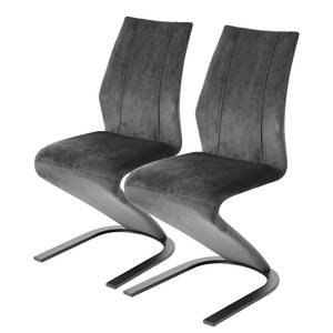 Chaises cantilever Aranda (lot de 2) Velours / Acier - Gris