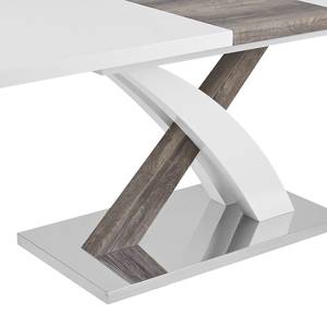 Table Massay II (extensible) - Blanc & imitation chêne foncé / Acier inoxydable