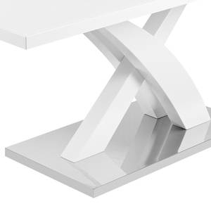 Table Massay I (extensible) - MDF (panneau de fibres à densité moyenne) & verre / Acier inoxydable - Blanc