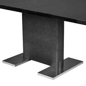 Eettafel Rosnay (met uitschuiffunctie) - MDF & glas/roestvrij staal - zwart & antracietkleurige slangenhuidlook/roestvrij staal