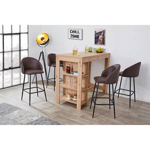 Chaises de bar (lot de 2) Microfibre / Acier - Marron foncé / Noir