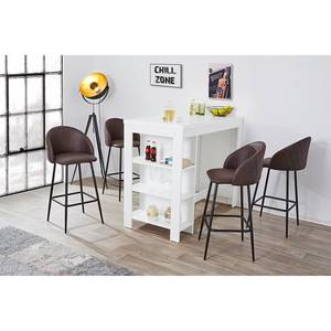 Chaises de bar (lot de 2) Microfibre / Acier - Marron foncé / Noir