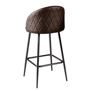 Chaises de bar (lot de 2) Microfibre / Acier - Marron foncé / Noir