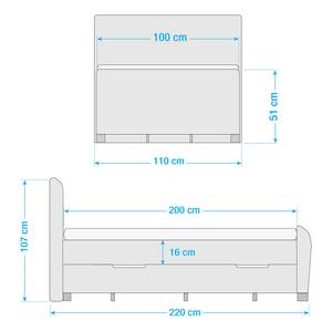 Letto boxspring Noble County Color grigio chiaro - 100 x 200cm