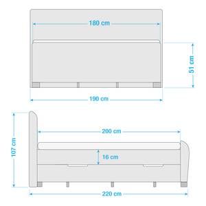 Lit boxspring Noble County Gris lumineux - 180 x 200cm