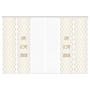 Schiebevorhang Live Laugh Love Polyester - Gold - 6er Set