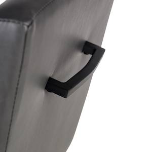 Chaises de bar Finga II (lot de 2) Imitation cuir / Fer - Gris vintage / Noir mat