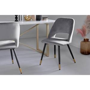 Gestoffeerde stoelen Maincy (set van 2) fluweel/staal - Platinakleurig