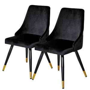 Chaises capitonnées Loix (lot de 2) Velours / Acier - Noir