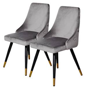 Gestoffeerde stoelen Loix (set van 2) fluweel/staal - Platinakleurig