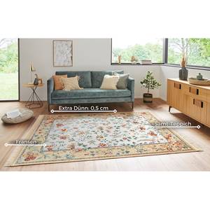 Laagpolig vloerkleed Oriental Flowers viscose/katoen - Beige - 195 x 300 cm