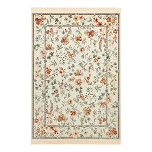 Laagpolig vloerkleed Oriental Flowers viscose/katoen - Crème - 195 x 300 cm