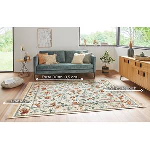 Kurzflorteppich Oriental Flowers Viskose / Baumwolle - Creme - 135 x 195 cm