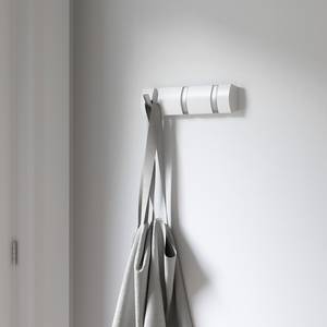 Garderobenleiste Flip Pappel massiv / Metall - Weiß - Breite: 31 cm