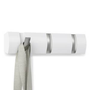 Garderobenleiste Flip Pappel massiv / Metall - Weiß - Breite: 31 cm
