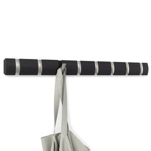 Wandkapstok Flip massief populierenhout/metaal - Zwart - Breedte: 81 cm