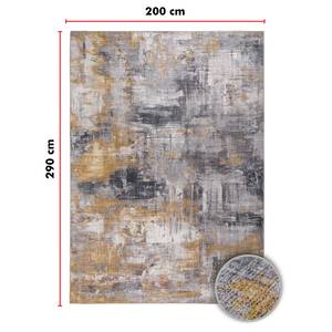Kurzflorteppich Prima I Polyester - Grau / Gelb - 200 x 290 cm