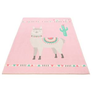Tapis enfant Lama Lulu I Polyester - Rose - 80 x 150 cm